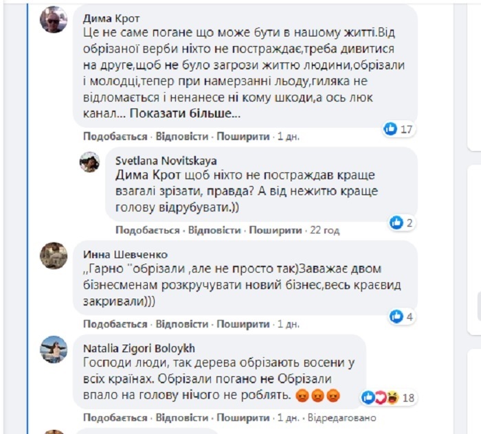 Скріншот обговорення в одній з місцевих груп.