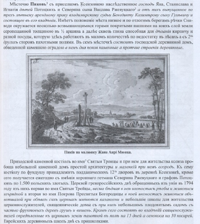 Сторінка книги з описом Пикова