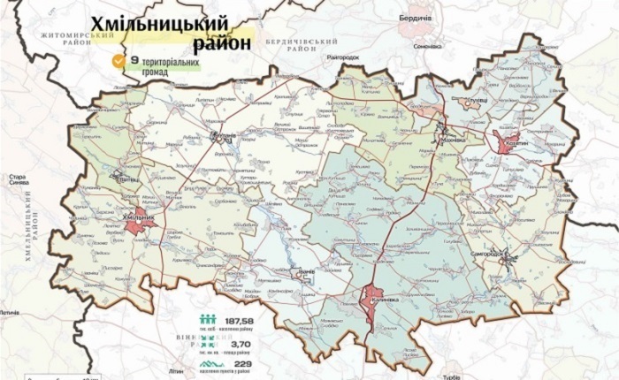 Карта Хмільницького району