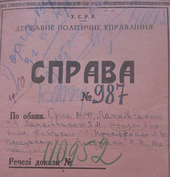 Титульна сторінка справа Василя Орла, яка зберігається у Державному архіві Вінницької області.