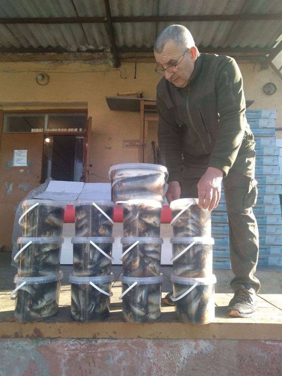 Володимир Морозов заготовляє оселедці для захисників.