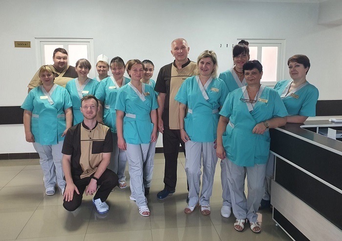 В'ячеслав Северюхін з колегами  у часи роботи у Могилеві-Подільському